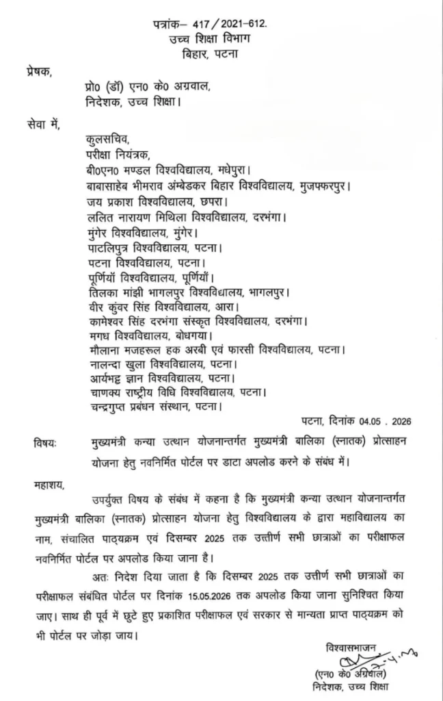 Mukhyamantri Kanya Utthan Yojana Notice -2